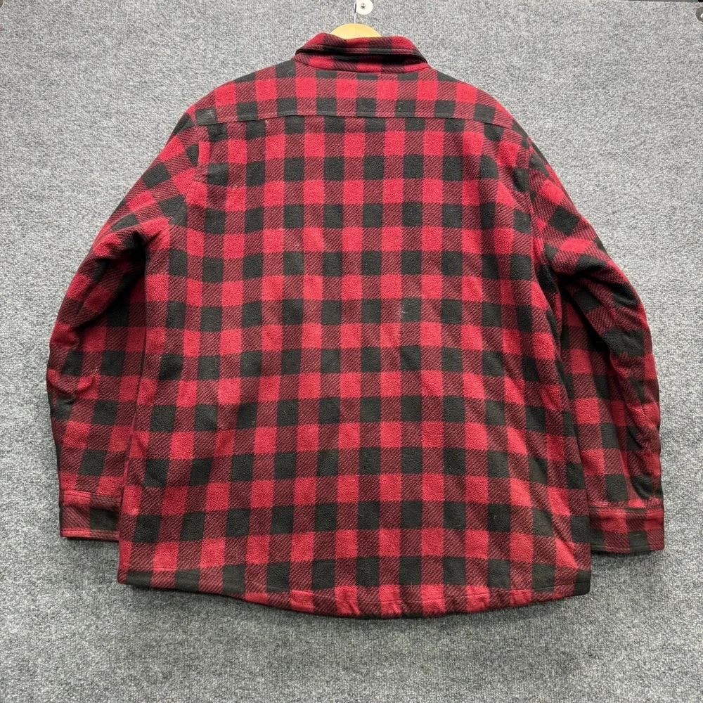 Lee Regular Fit‎ Shirt Jacket Mens XXL Red Black Plaid Quilted Lined Outdoor